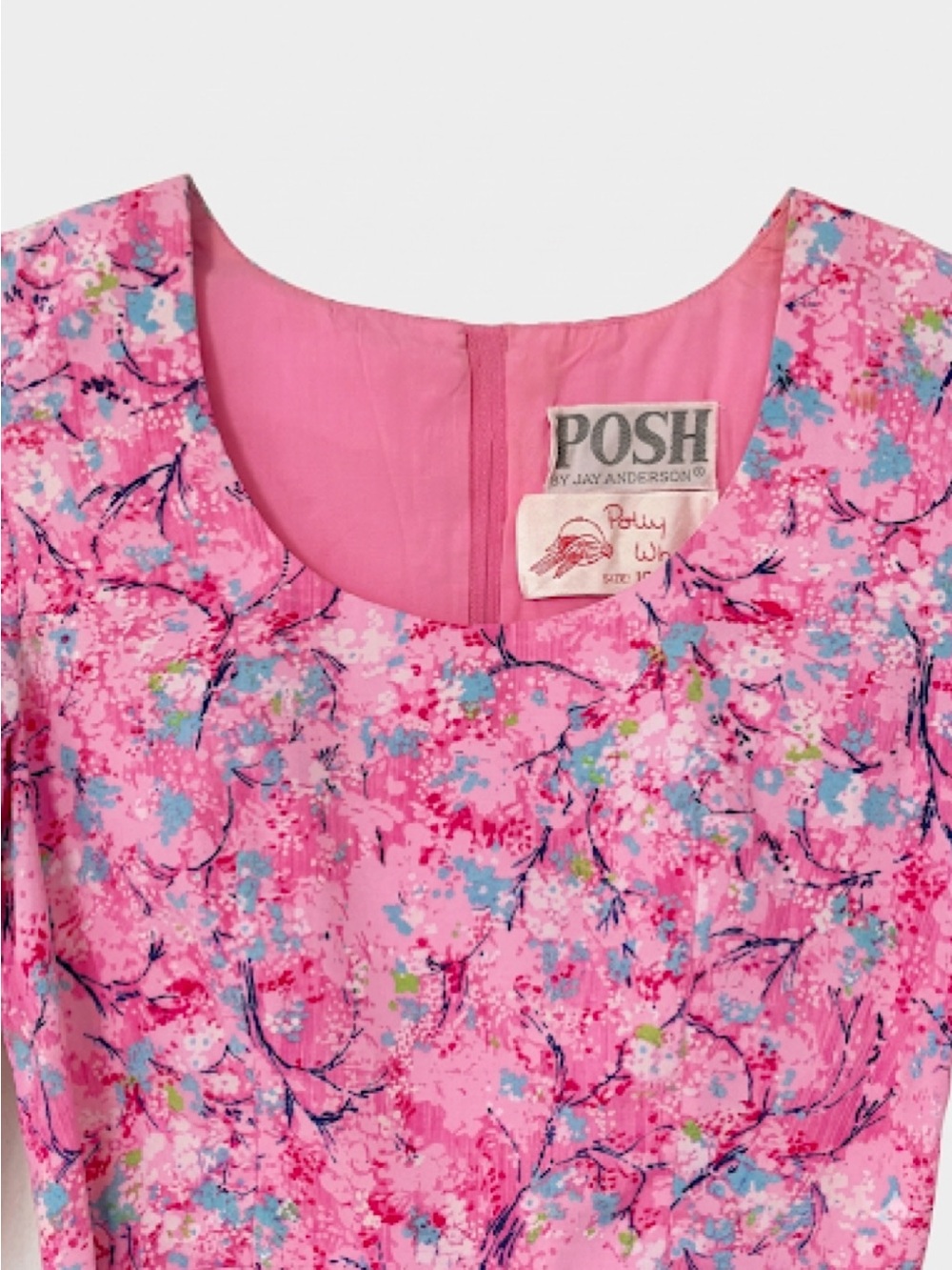 Vintage Posh by Jay Anderson Pink Floral Midi Dress Size 2 - Picture 5 of 13